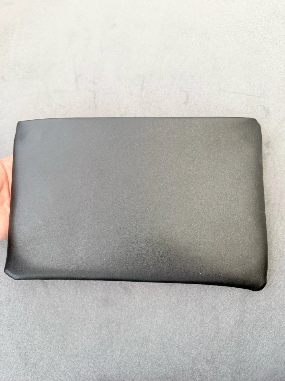 Dior Black Leather Cosmetic Pouch with White Logo